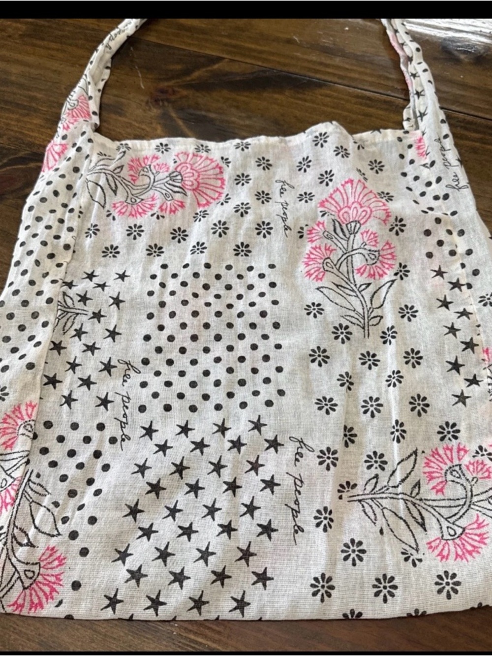 Free People Cream Shoulder Satchel with Pink Floral Print - Picture 8 of 12